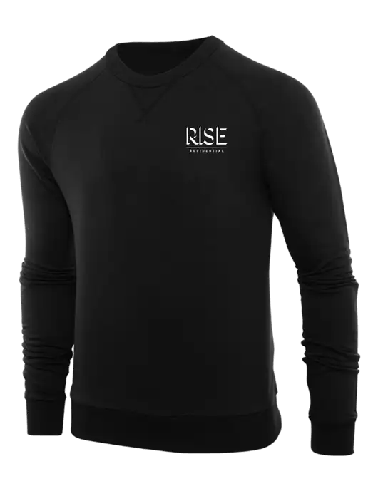 Allmade Deep Black Organic French Terry Crewneck Sweatshirt w/Rise Residential Logo