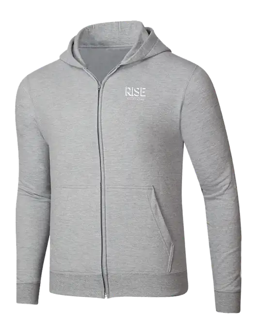 Light Grey Heather 8.5 oz Ring Spun Zip Hooded Sweatshirt w/Rise Residential Logo