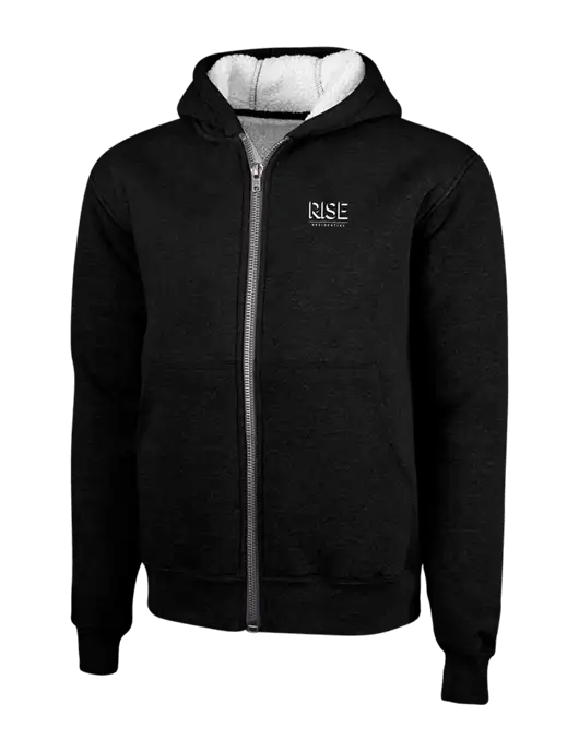Cornerstone Black Heavyweight Sherpa Lined Hooded Fleece Jacket w/Rise Residential Logo