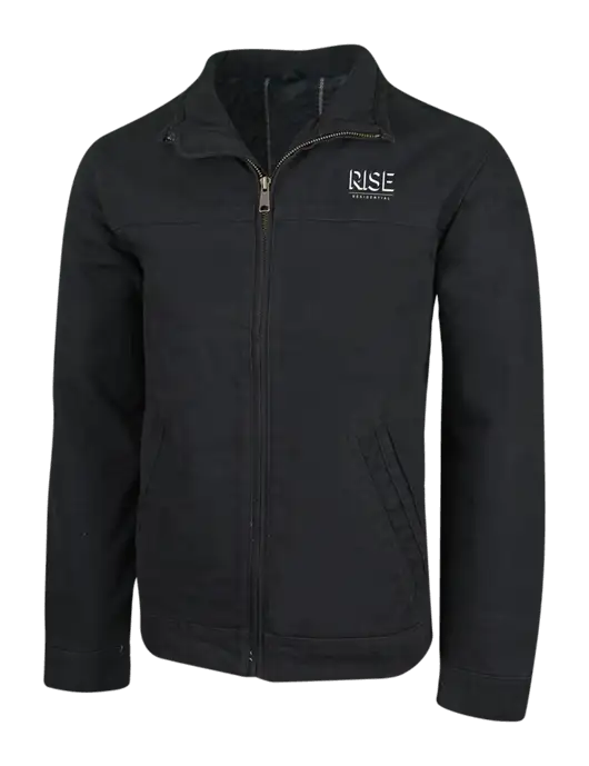 Cornerstone Black Washed Duck Cloth Flannel Lined Work Jacket w/Rise Residential Logo
