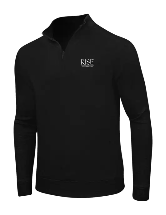 Deep Black/Charcoal Heather Interlock 1/4 Zip w/Rise Residential Logo