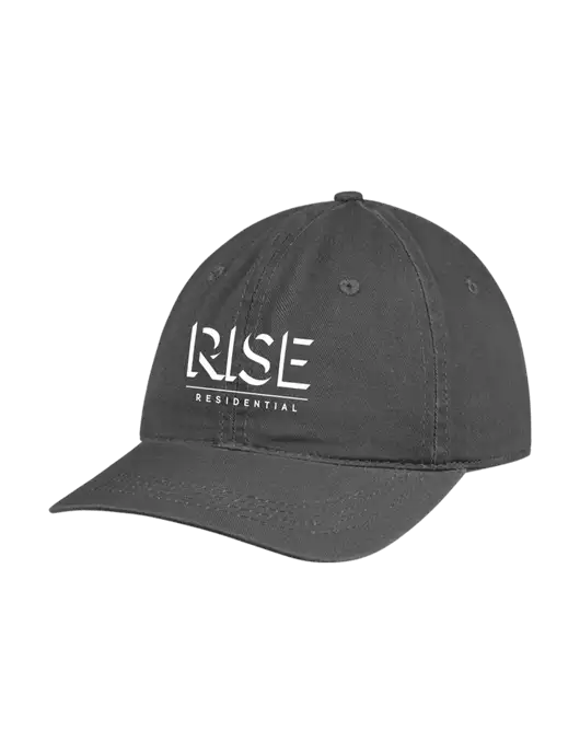 Garment Washed Unstructured Twill Charcoal Cap w/Rise Residential Logo
