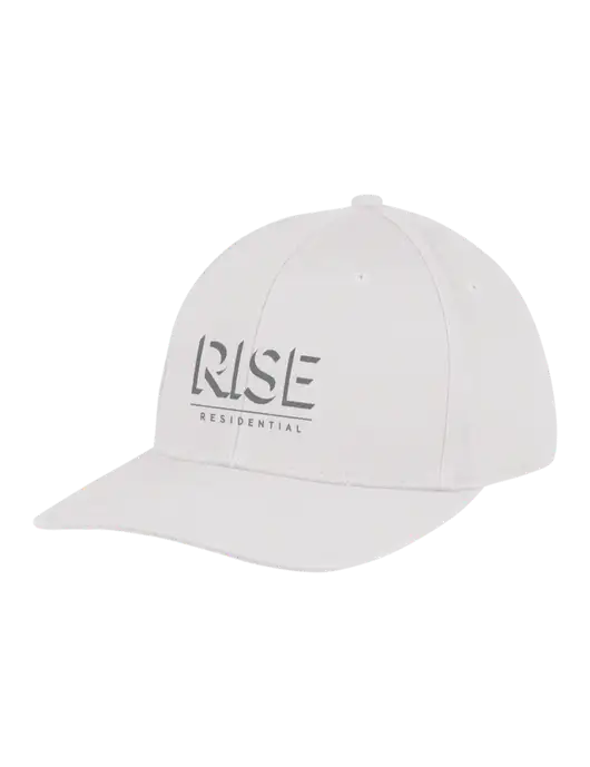 Premium Modern Structured Twill White Snapback Cap w/Rise Residential Logo