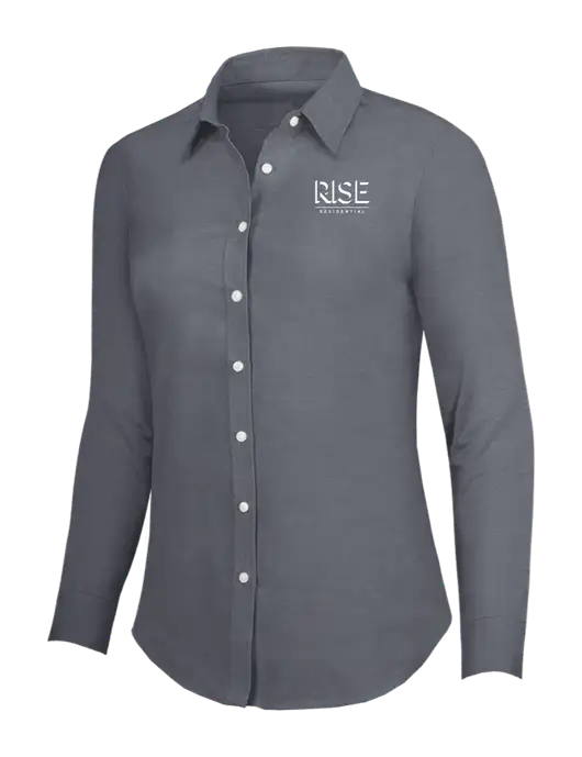 Dark Grey Womens SuperPro Oxford Shirt w/Rise Residential Logo