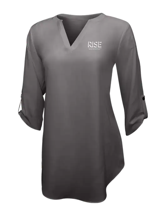 Dark Grey Womens 3/4 Sleeve Tunic Blouse w/Rise Residential Logo