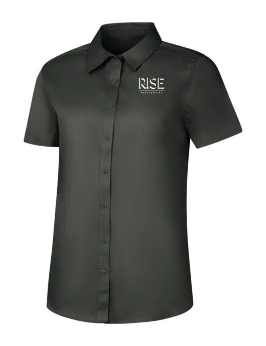 Womens Dark Grey Short Sleeve Superpro React Twill Shirt w/Rise Residential Logo