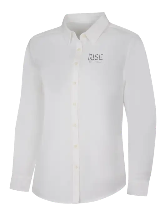 Womens White Long Sleeve Superpro React Twill Shirt w/Rise Residential Logo