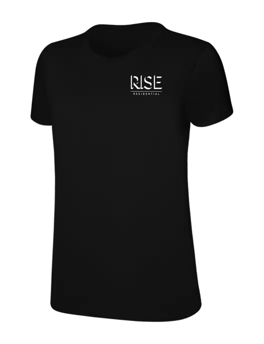 Womens Ring Spun Jet Black 4.5 oz T-Shirt w/Rise Residential Logo