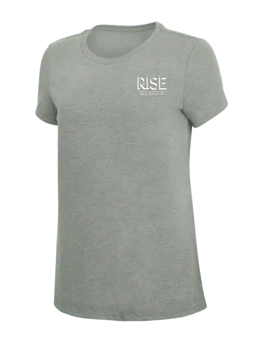Womens Simply Soft Grey Frost 4.5oz  Poly/Combed Ring Spun Cotton T-Shirt w/Rise Residential Logo