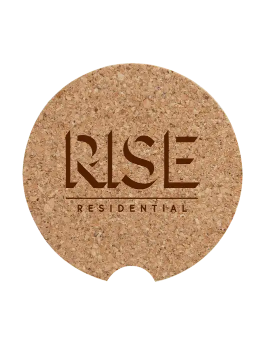 Cork Car Coaster, 2.5" w/Rise Residential Logo