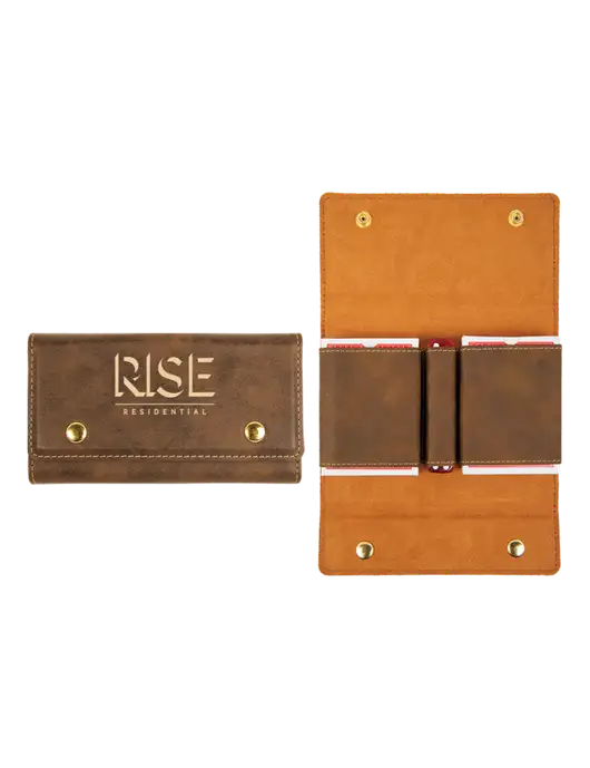 Rustic Leatherette Card & Dice Set w/Rise Residential Logo