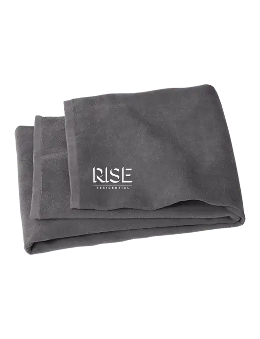 Graphite Beach Towel w/Rise Residential Logo