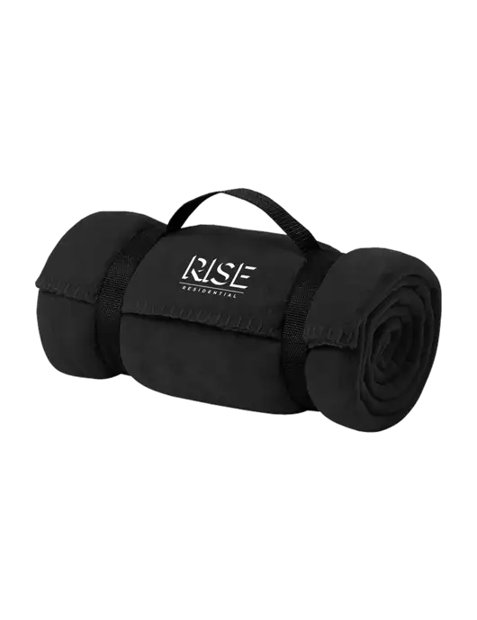 Casual Black Fleece Blanket With Strap w/Rise Residential Logo
