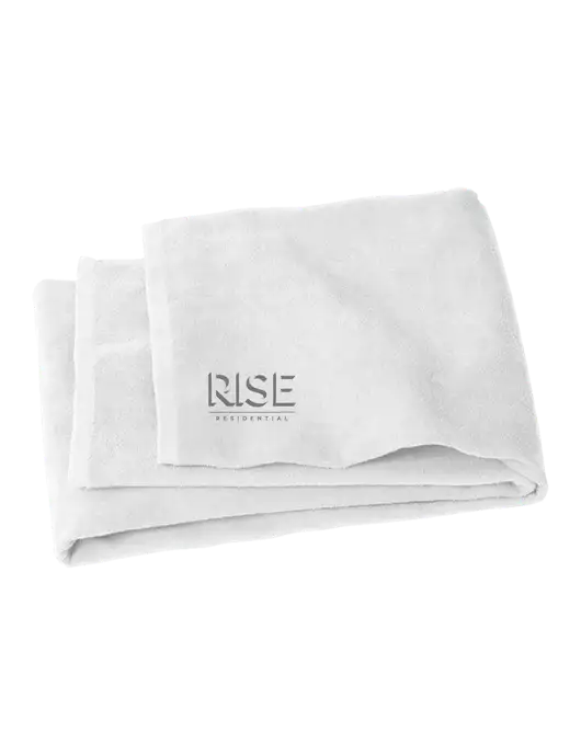 White Beach Towel w/Rise Residential Logo