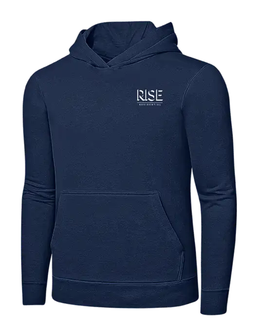 Navy 7.8 oz Ring Spun Hooded Sweatshirt w/Rise Residential Logo