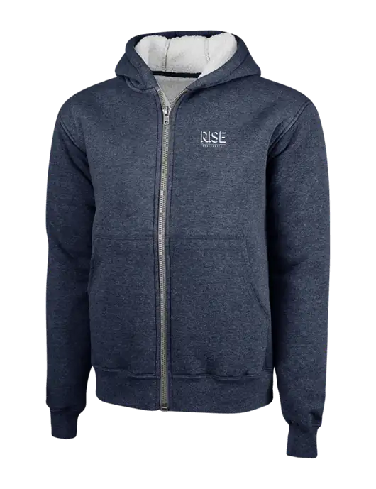 Cornerstone Navy Heavyweight Sherpa Lined Hooded Fleece Jacket w/Rise Residential Logo