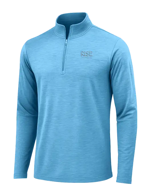 Light Blue Heather Posicharge Tri-Blend Wicking 1/4 Zip Pullover w/Rise Residential Logo