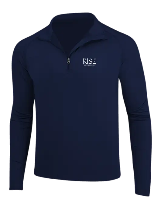 Navy Sport Wick Stretch 1/4 Zip Pullover w/Rise Residential Logo