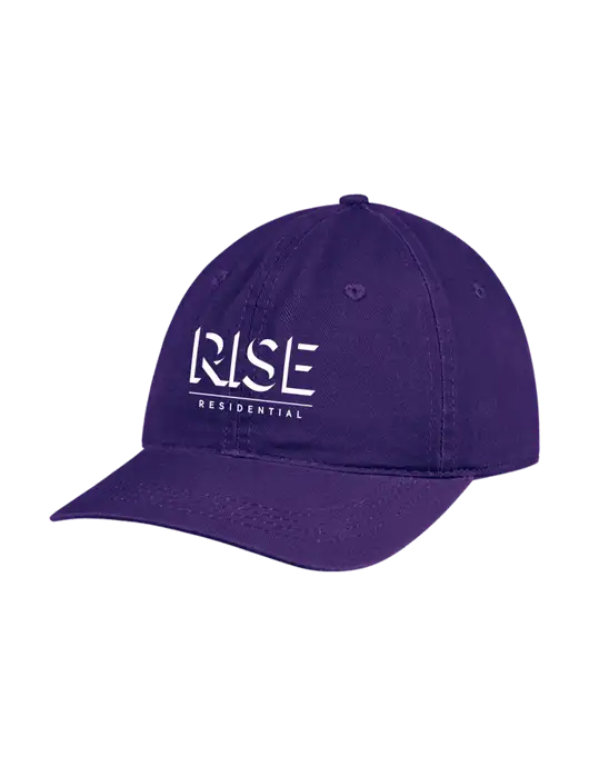 Garment Washed Unstructured Twill Purple Cap w/Rise Residential Logo