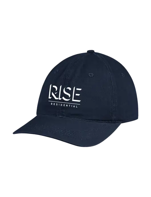 Garment Washed Unstructured Twill Navy Cap w/Rise Residential Logo