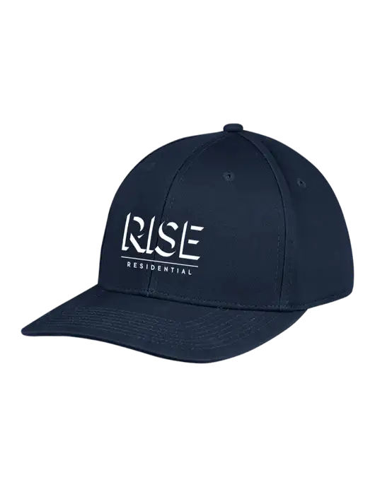 Premium Modern Structured Twill Navy Snapback Cap w/Rise Residential Logo