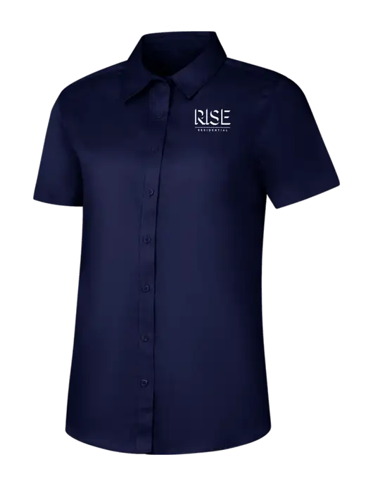 Womens Navy Short Sleeve Superpro React Twill Shirt w/Rise Residential Logo