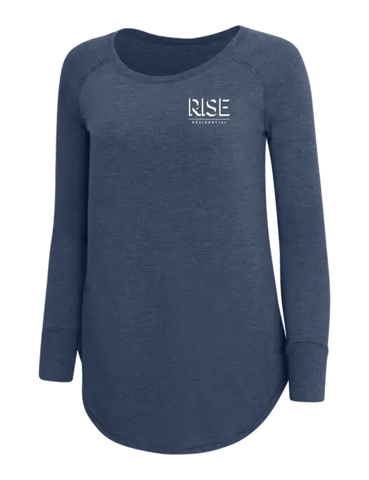 Womens Perfect Wide Collar Tunic Tri-Blend Navy Frost 4.5 oz T-Shirt w/Rise Residential Logo