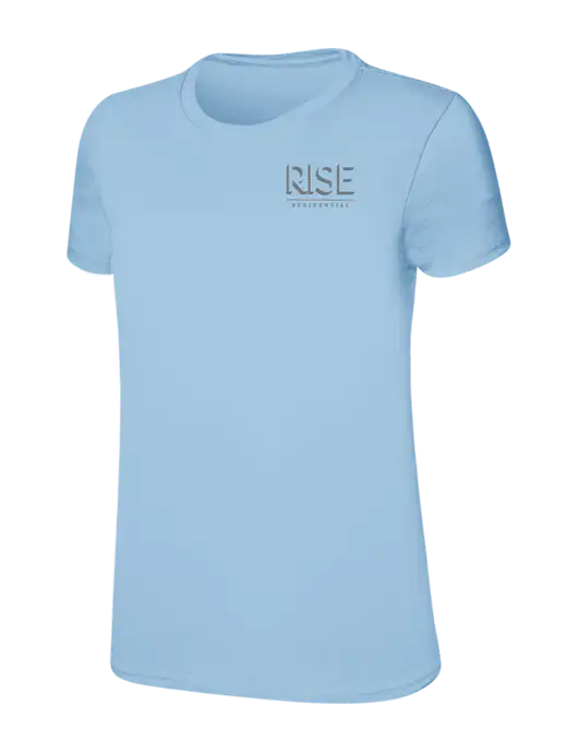 Womens Ring Spun Light Blue 4.5 oz T-Shirt w/Rise Residential Logo